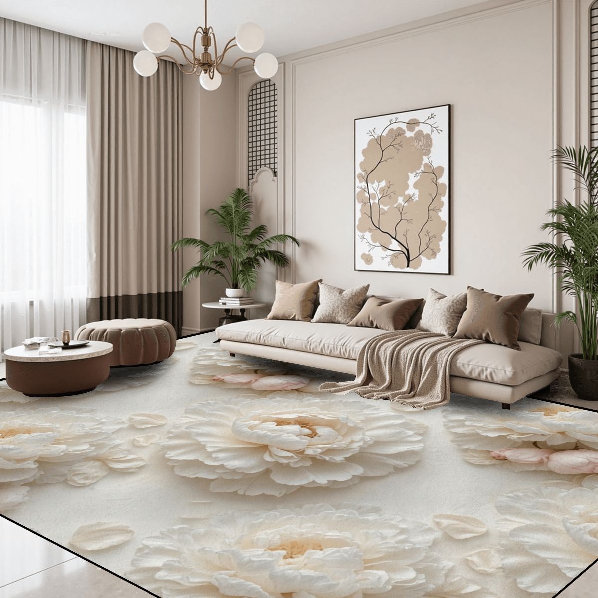 Large Area Rug Floor Carpet (7:5) 36peoniebialav2aop