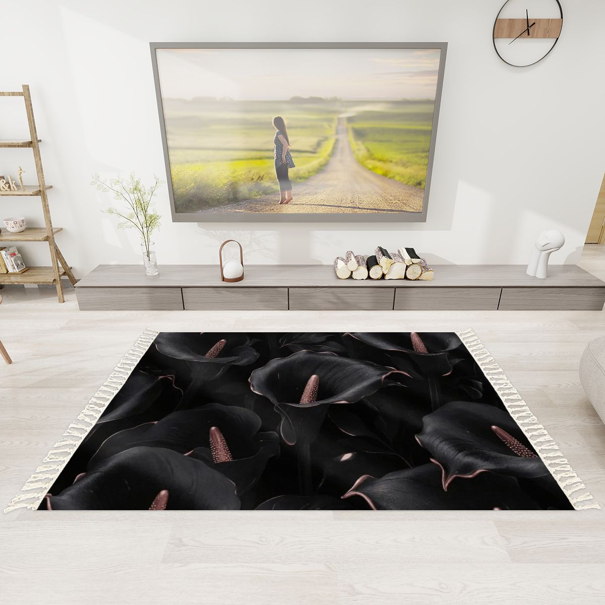 Area Rug with Tassels (5:3) 30kalienoirv2aop