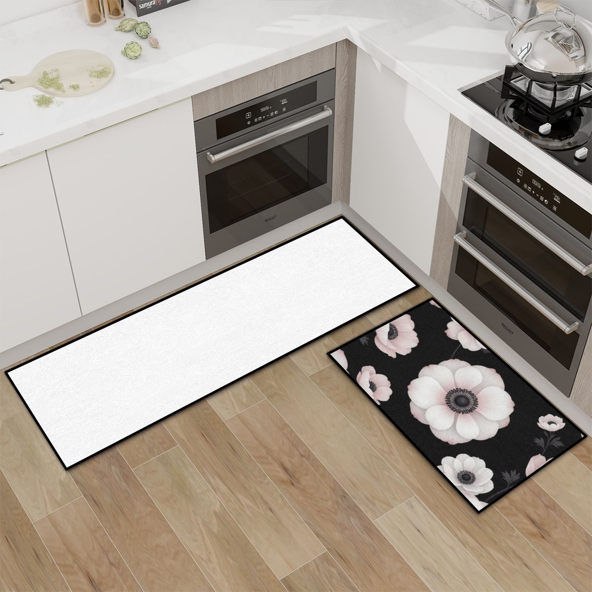 Kitchen Area Rug Set for Floor NonSlip Washable 21anemonynoiraop