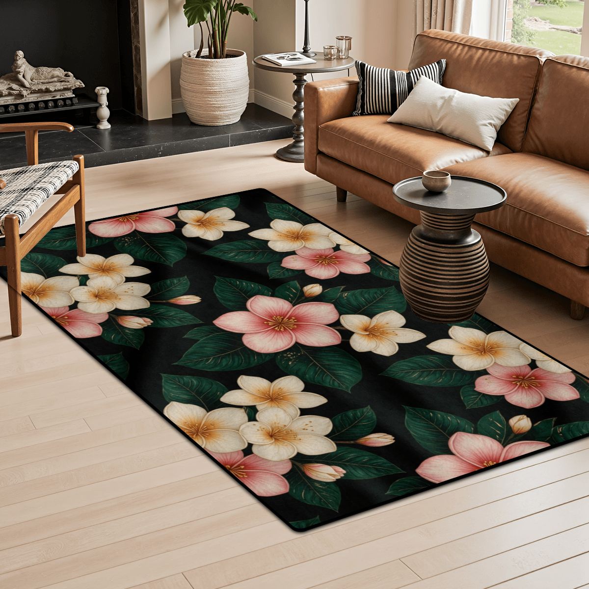Area Rug Floor Carpet (5:3) 35plumeriav2aop