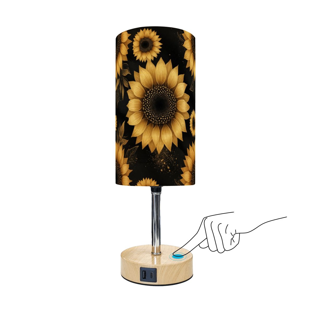 Touch Bedside Table Lamp with USB 22slonecznikigoldaop
