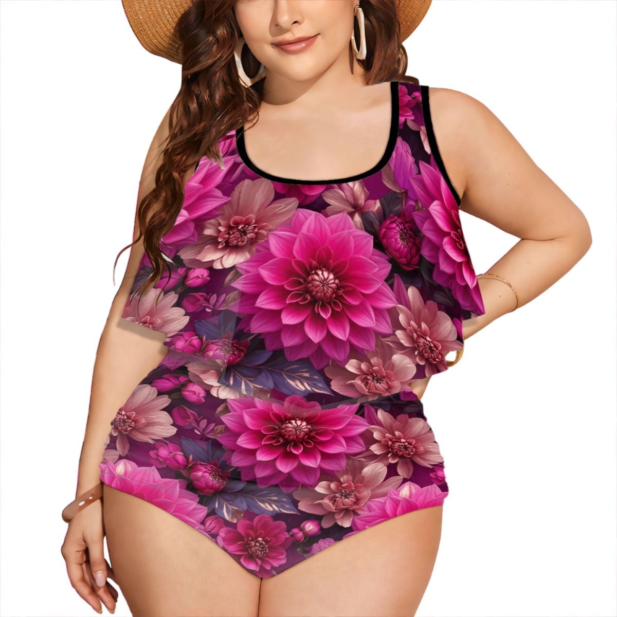 Plus Size Ruffle Two Piece Swimsuit Customized Services 07daliefuksjaaop
