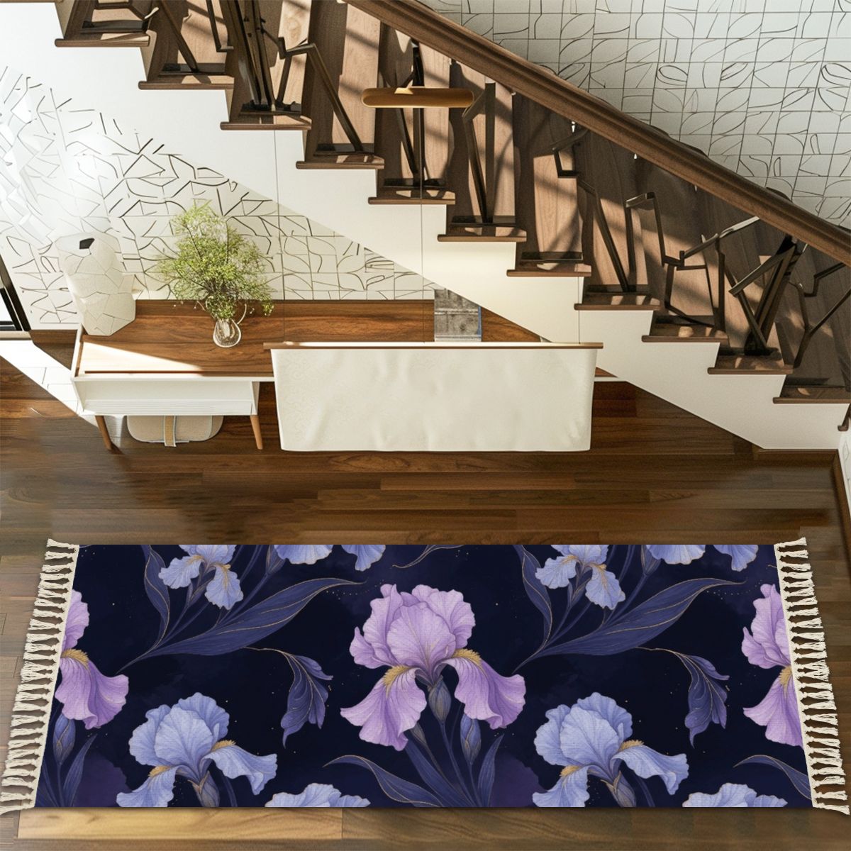 Multiple Sizes Runner Rug with Tassels 13irysyindigoaop