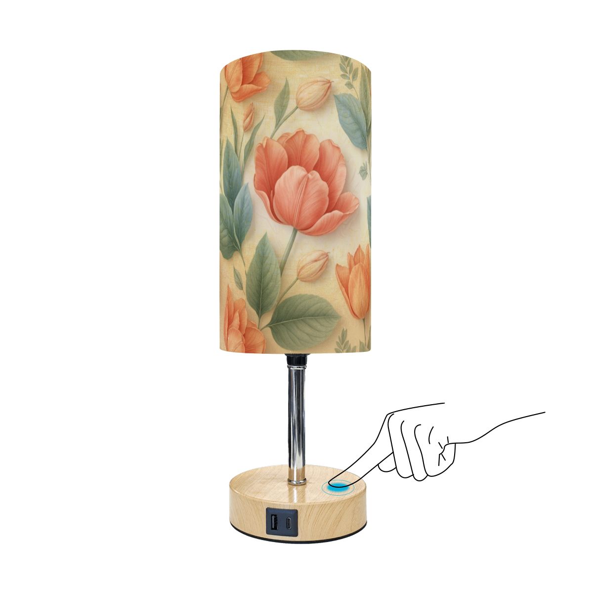 Touch Bedside Table Lamp with USB 39tulipanyv2aop