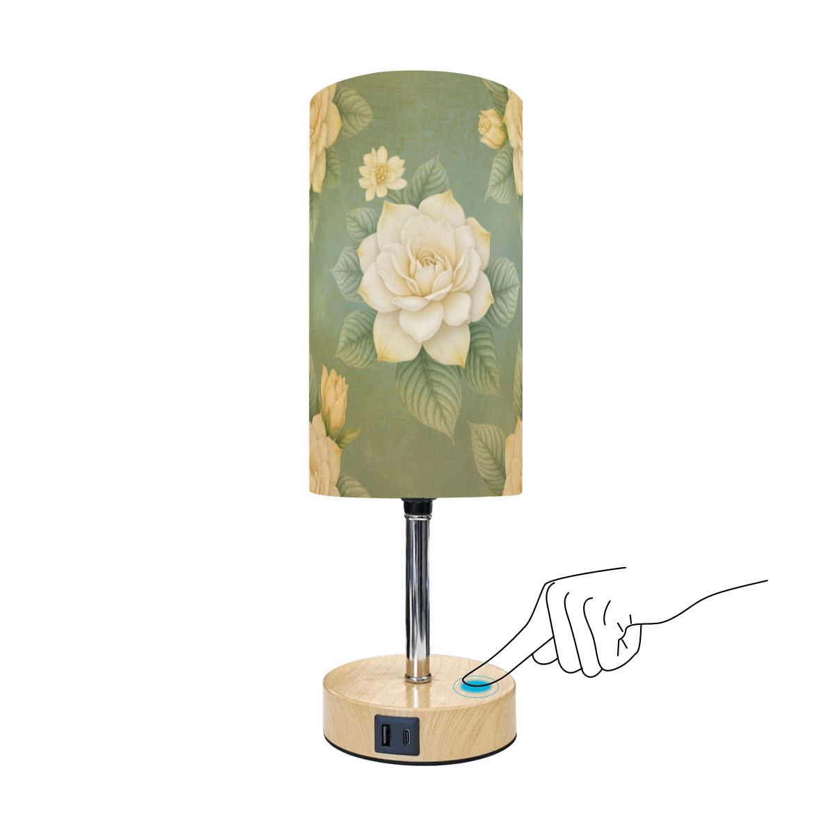 Touch Bedside Table Lamp with USB 43gardeniev2aop