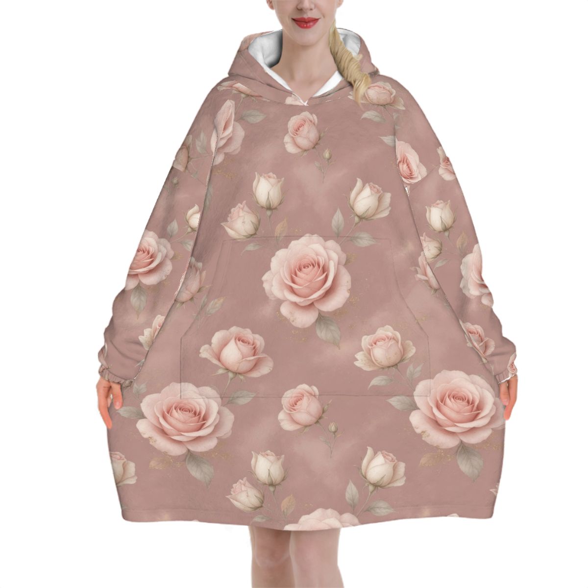 Adult Blanket Hoodie 02rozeblushaop