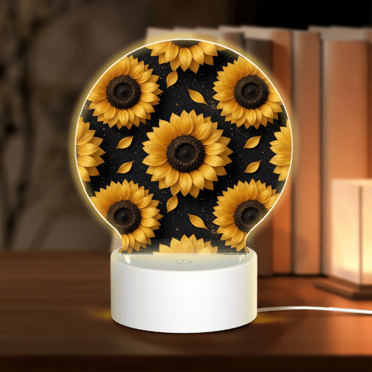 Round Acrylic Night Light 47slonecznikiv2aop