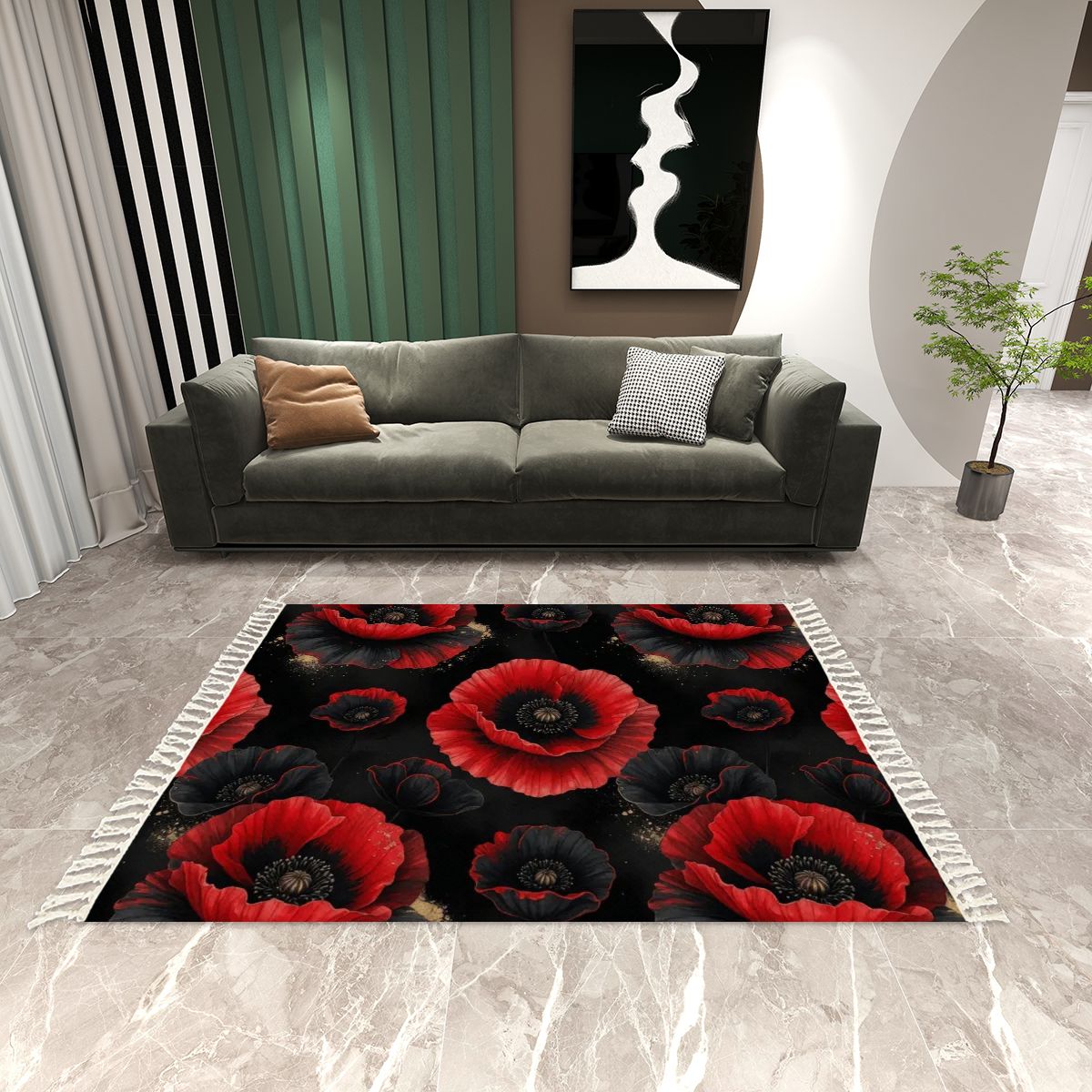 Maki Noir — Rug with tassels