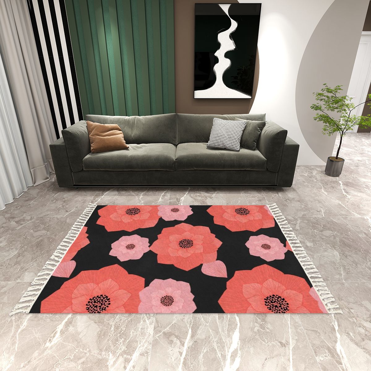 Camelia Koral — Rug with tassels