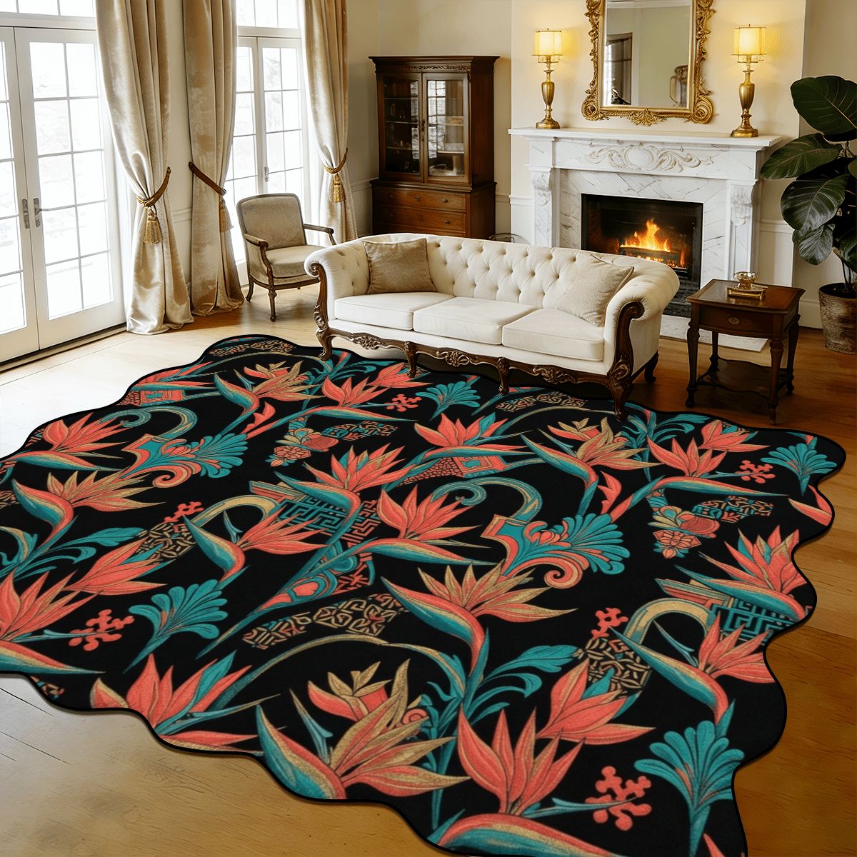 Scalloped Area Rug 168"x118" 50rajskiptakv2aop
