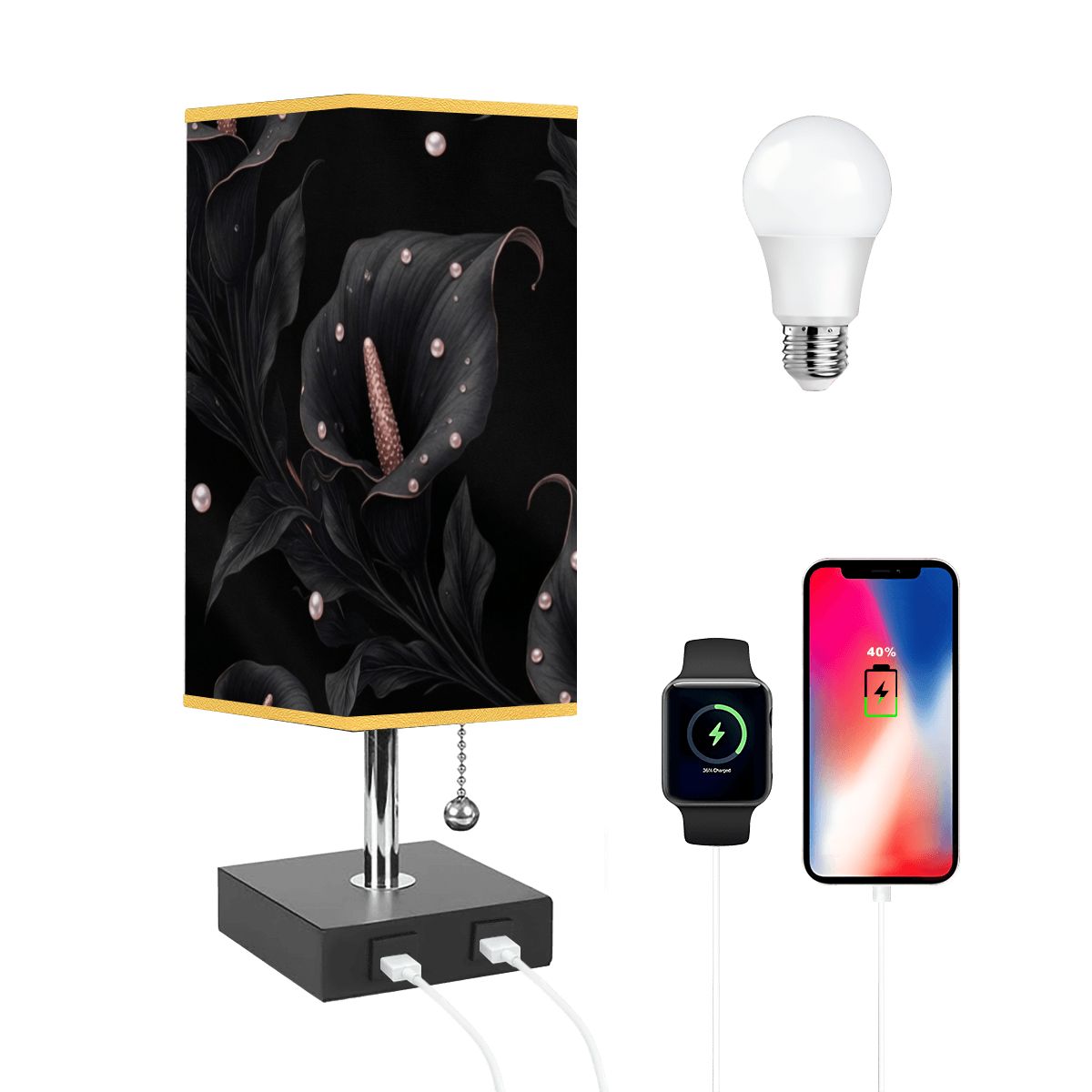 Kalie Noir — Lampa stołowa kwadratowa