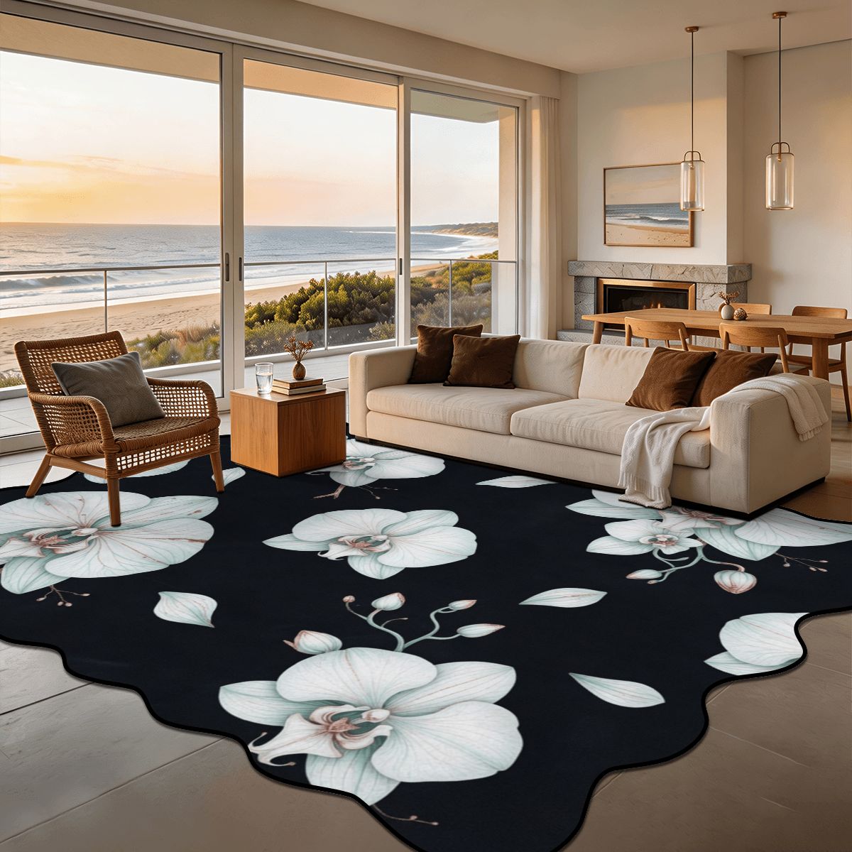 Orchidee Noc — Scalloped rug