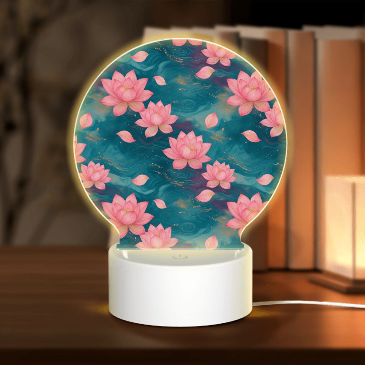 Round Acrylic Night Light 15lotosytealaop