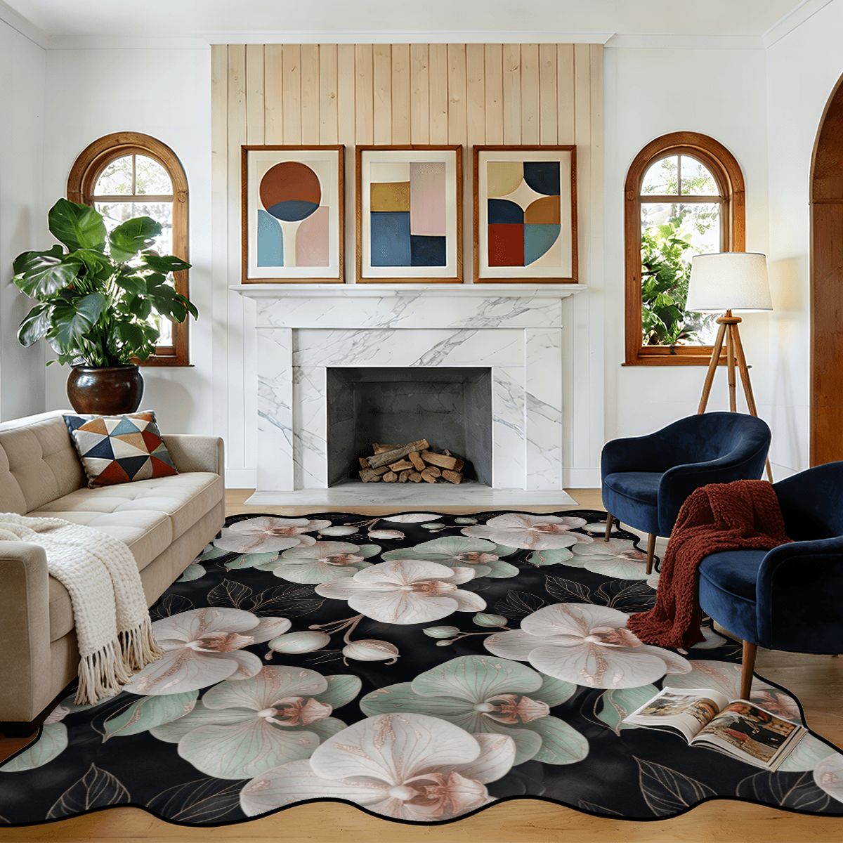 Scalloped Area Rug 120"x96" 28orchideegesteaop