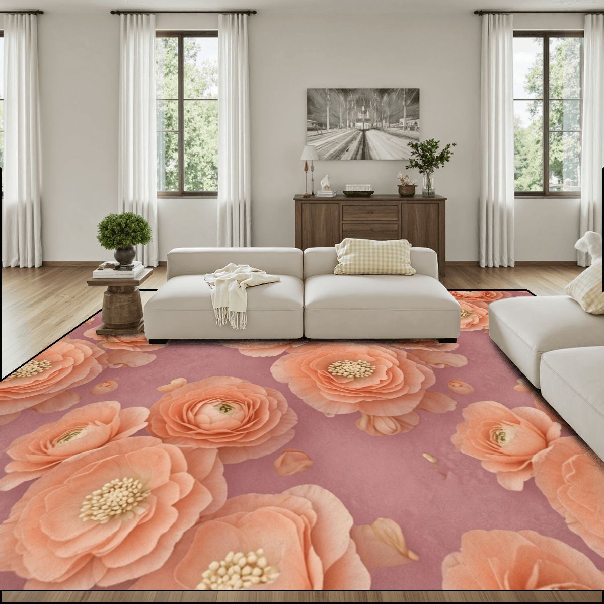 Large Area Rug Floor Carpet (4:3) 19jaskrybrzoskwiniaaop