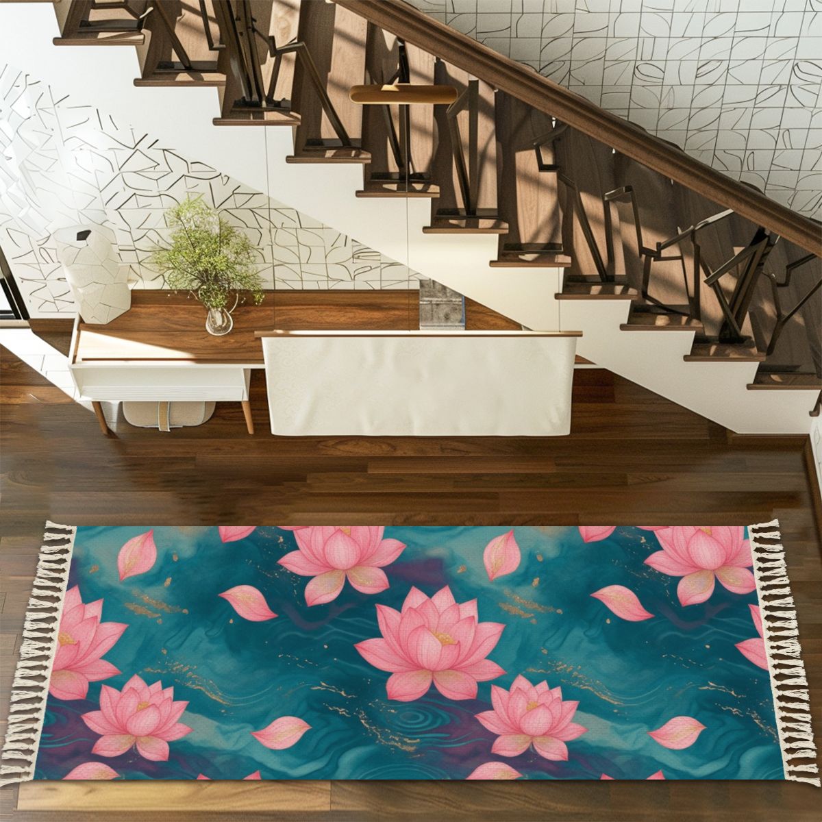 Multiple Sizes Runner Rug with Tassels 15lotosytealaop
