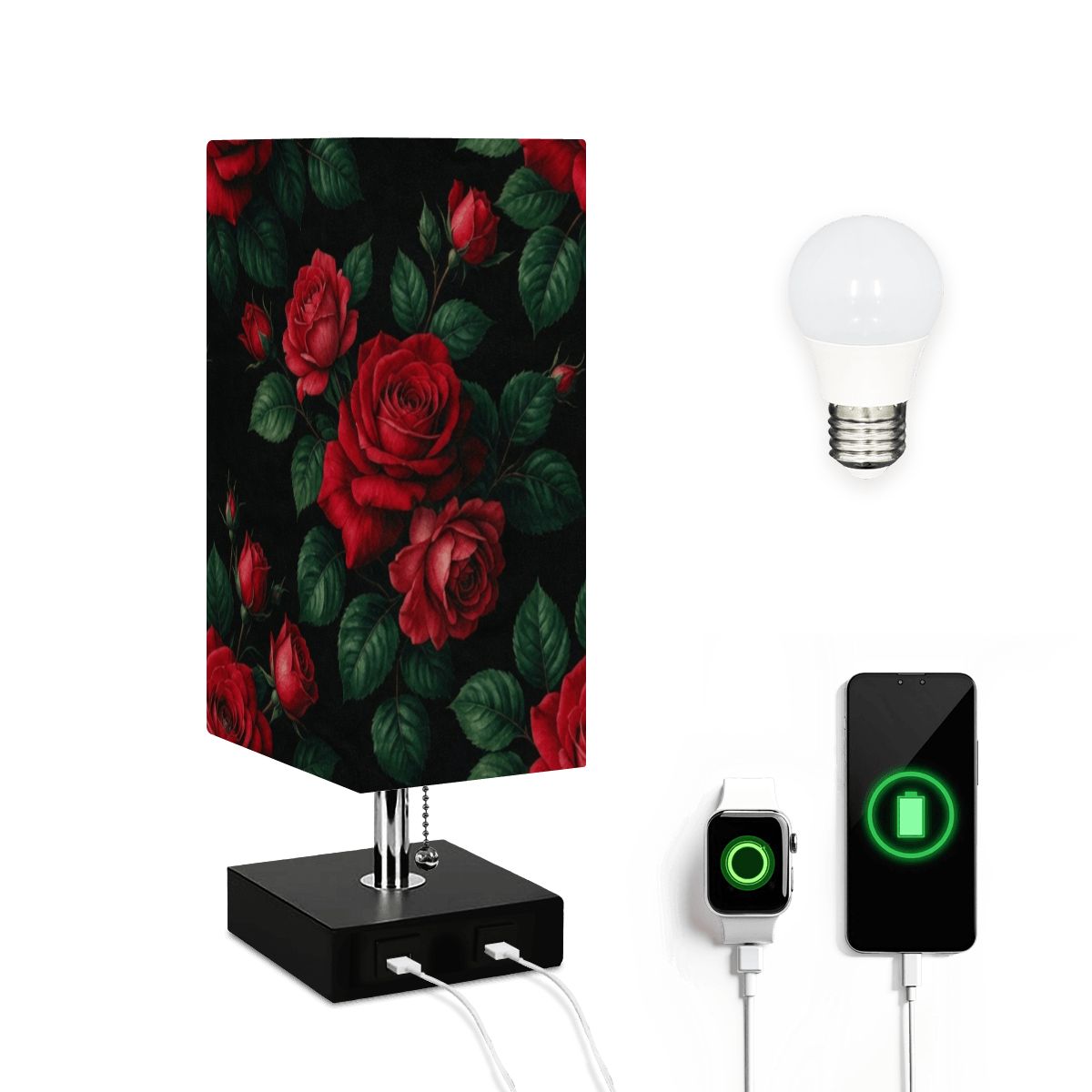 Roze Czerwone — Lampa stołowa kwadratowa