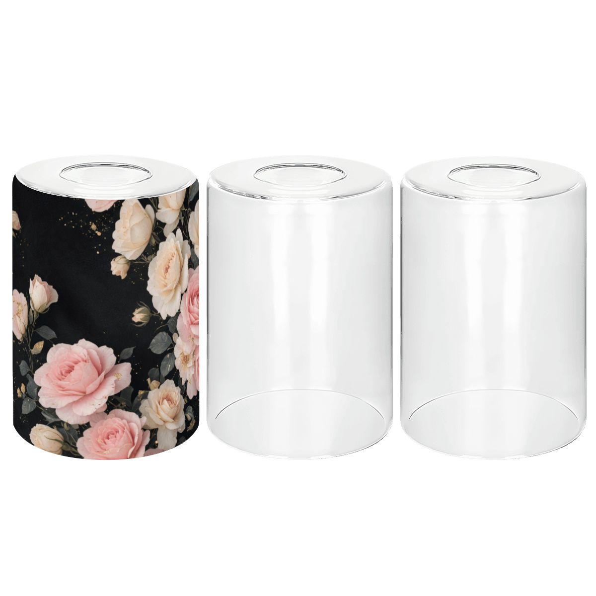 Cylindrical Glass Lampshade 3 pcs 27rozekaskadaaop
