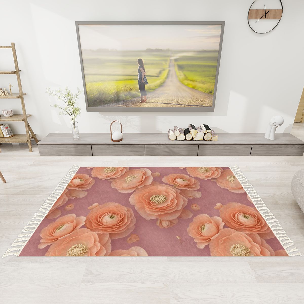 Area Rug with Tassels (5:3) 19jaskrybrzoskwiniaaop