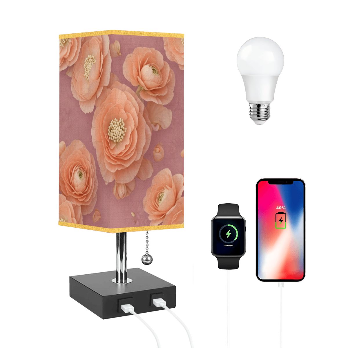 Jaskry Brzoskwinia — Lampa stołowa kwadratowa