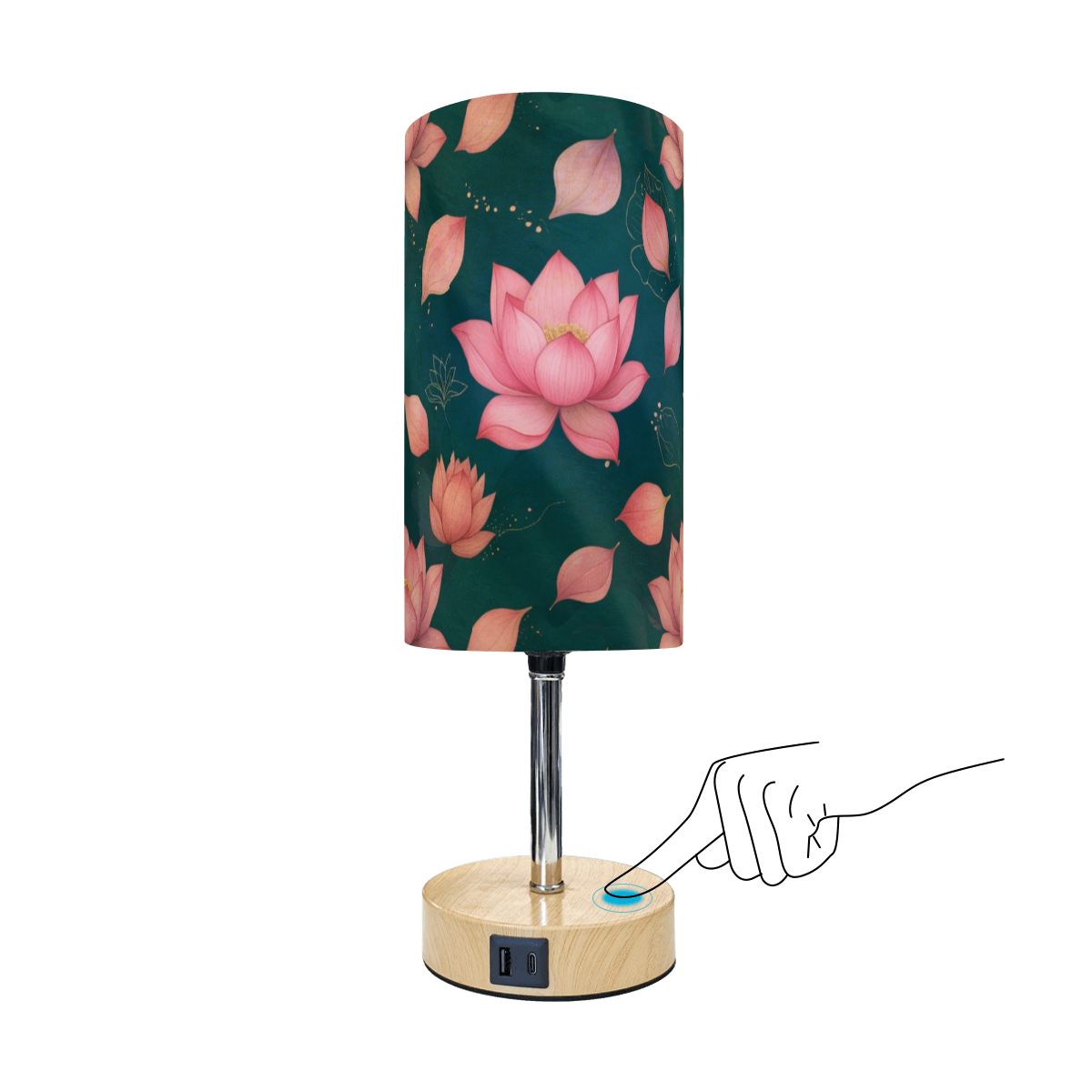 Touch Bedside Table Lamp with USB 40lotosyv2aop