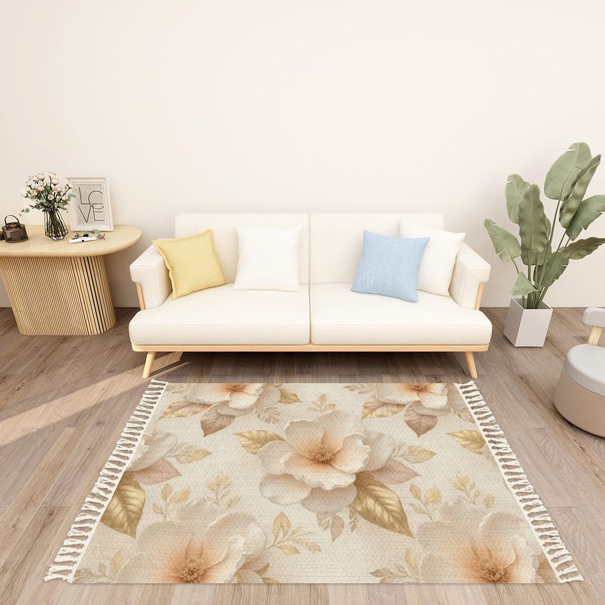 Magnolie Champagne — Rug with tassels