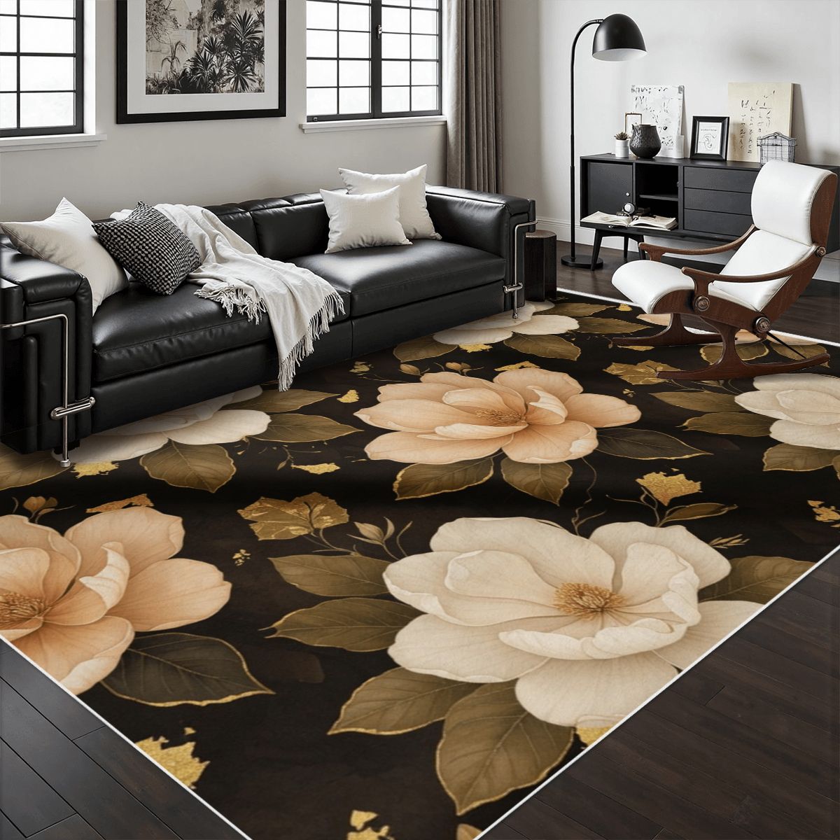 Area Rug with White Border 48"x72" 29magnolieluxeaop