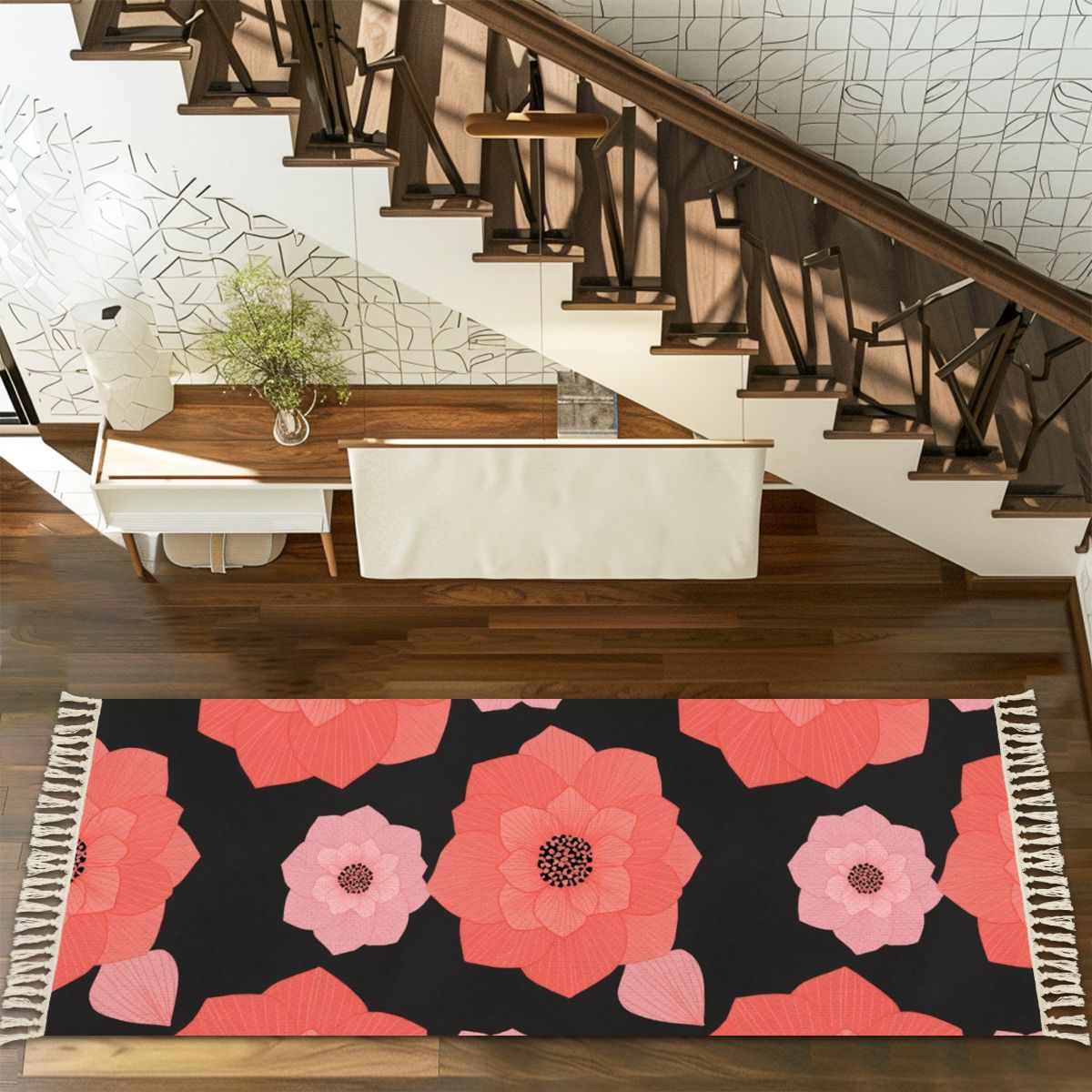 Multiple Sizes Runner Rug with Tassels 16cameliakoralaop