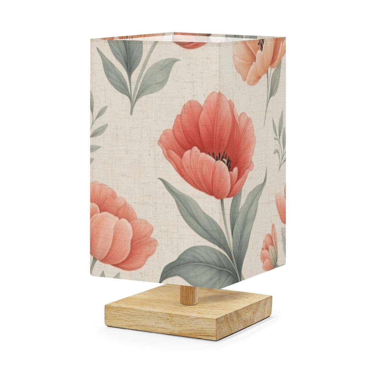 Tulipany Peach — Lampa stołowa kwadratowa