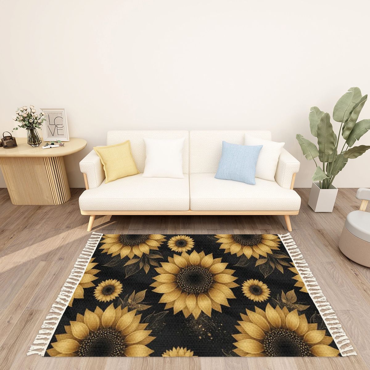Area Rug with Tassels (3:2) 22slonecznikigoldaop