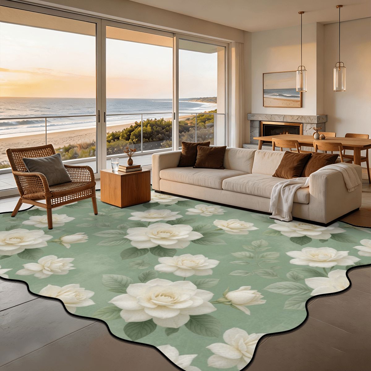 Scalloped Area Rug 144"x108" 18gardeniesageaop