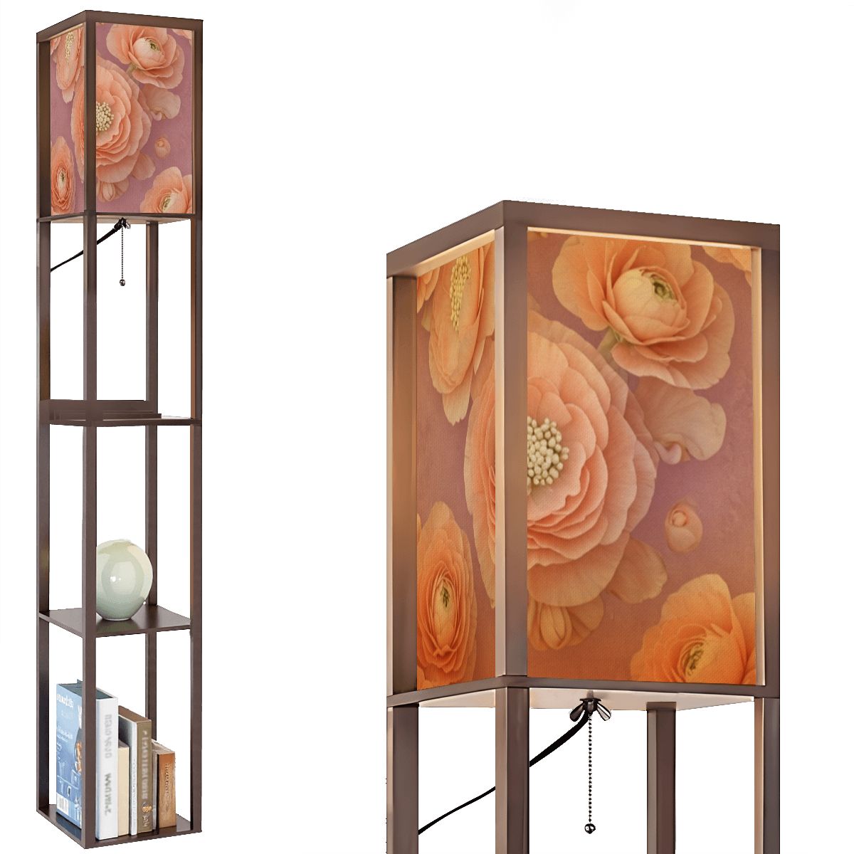 Floor Lamp with Shelves (Made in USA) 19jaskrybrzoskwiniaaop