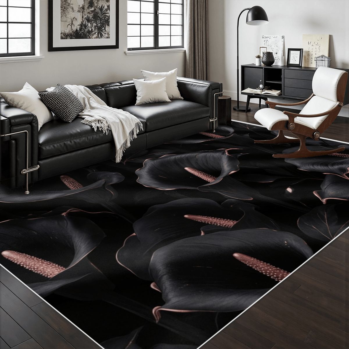 Area Rug with White Border 48"x72" 30kalienoirv2aop