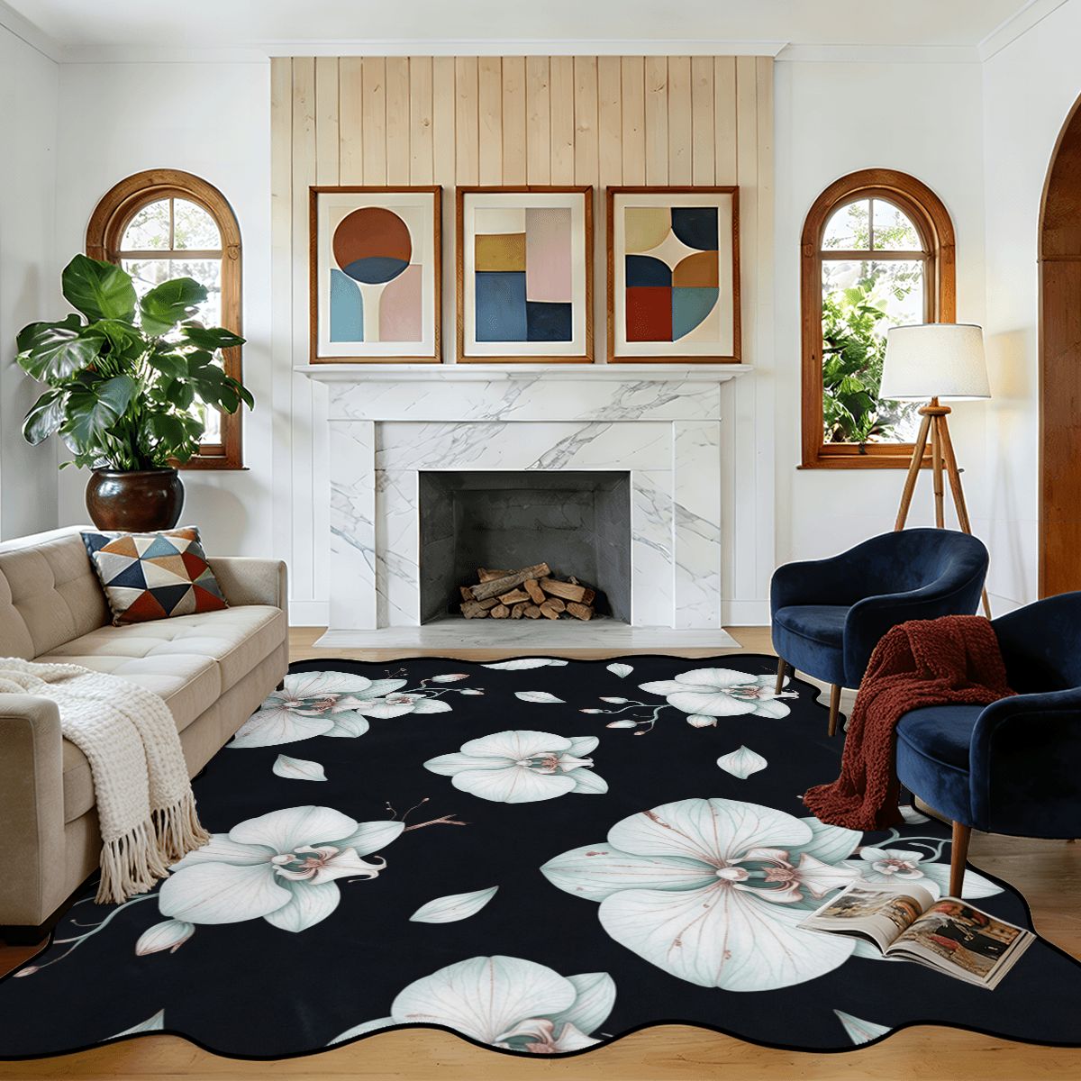 Orchidee Noc — Scalloped rug
