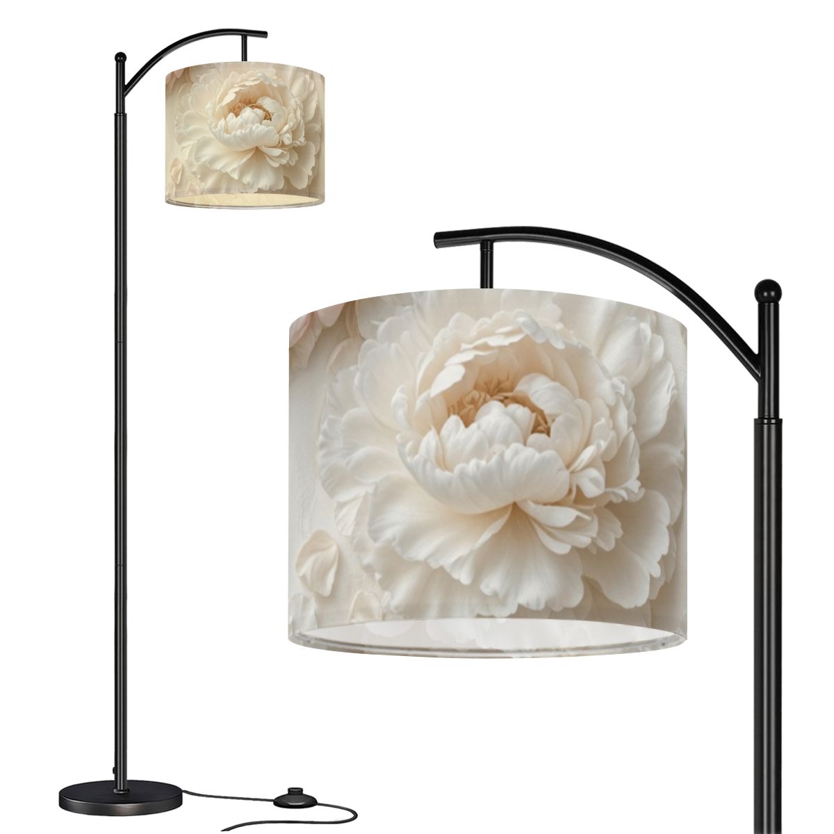 Peonie Biala — Lampa podłogowa łukowa