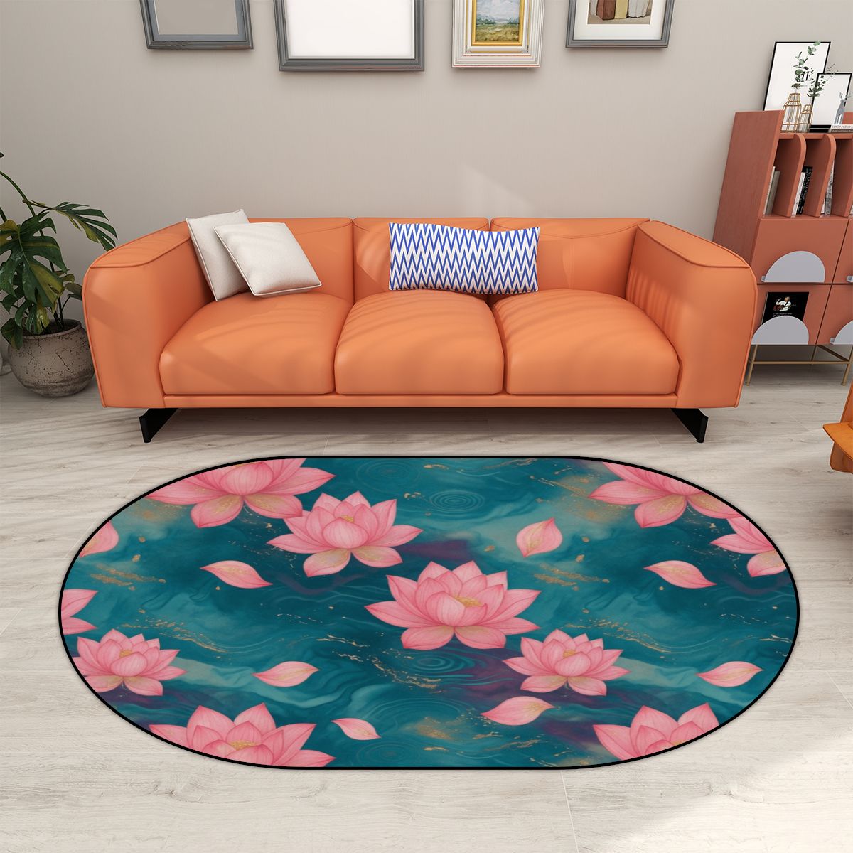 Lotosy Teal — Round rug