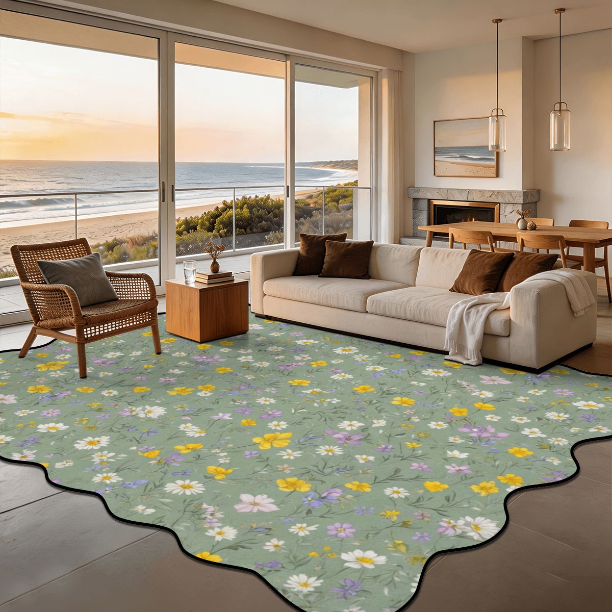 Scalloped Area Rug 144"x108" 24lackaszalwiaaop