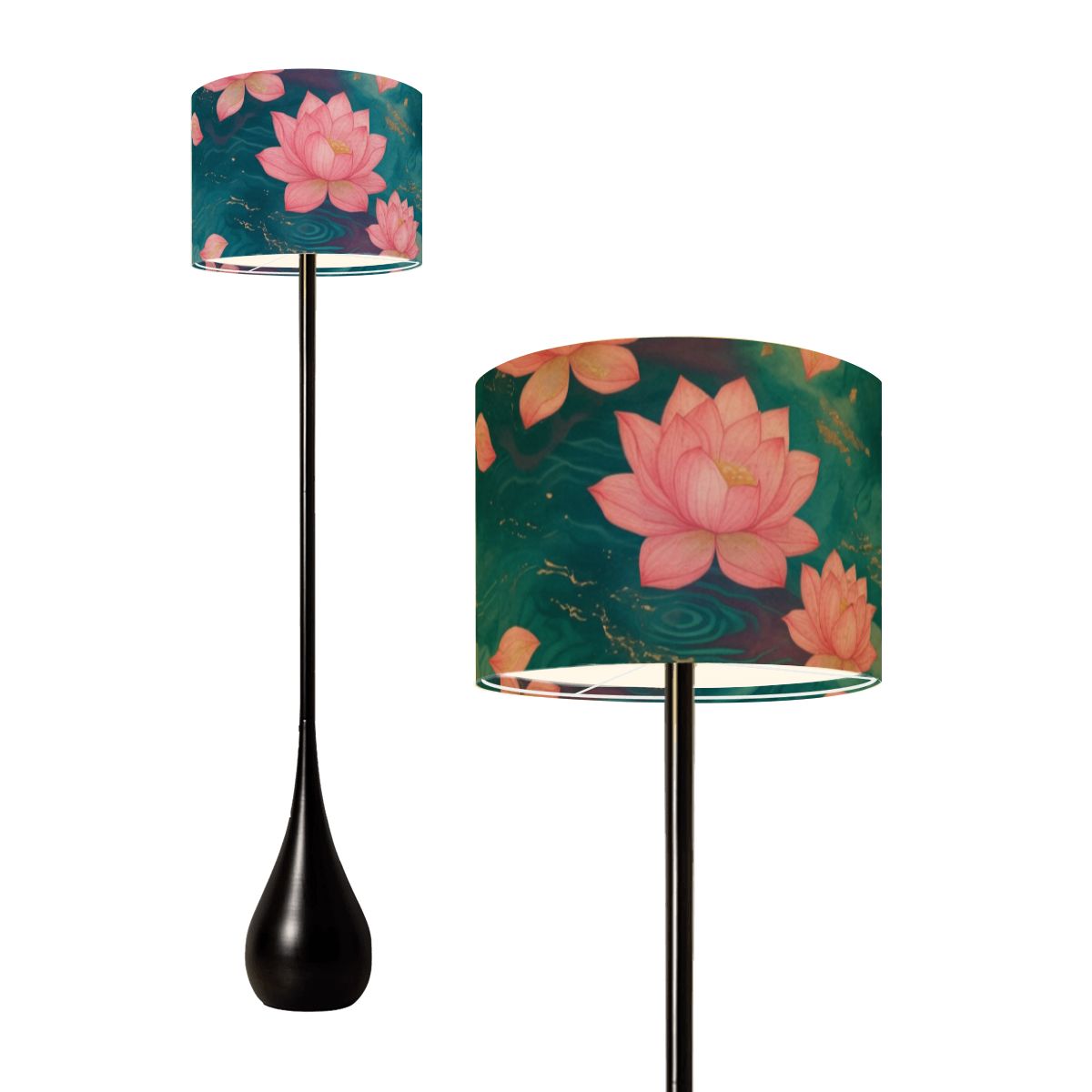Lotosy Teal — Lampa podłogowa kropla