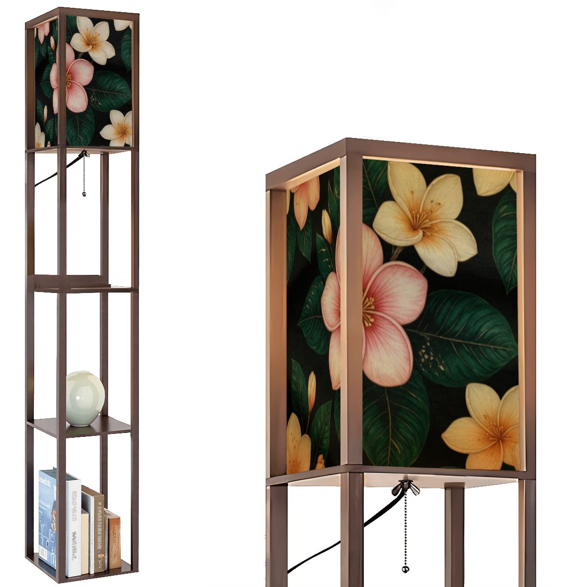 Floor Lamp with Shelves (Made in USA) 35plumeriav2aop