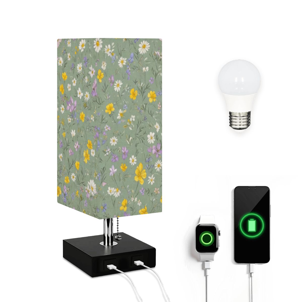 Lacka Szalwia — Lampa stołowa kwadratowa