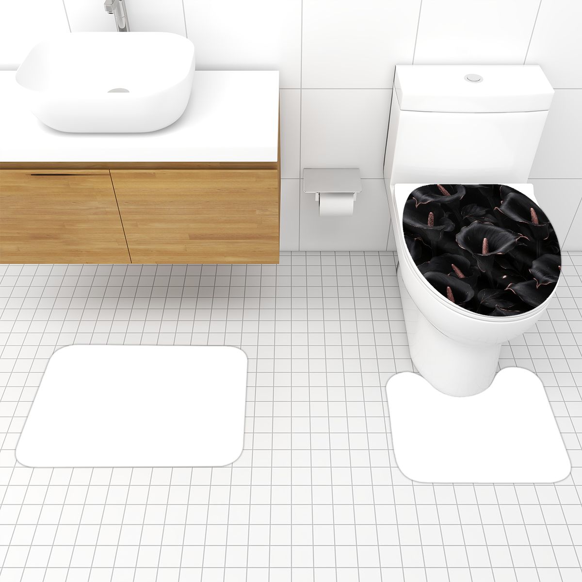Bathroom Rugs Set 3 pcs 30kalienoirv2aop