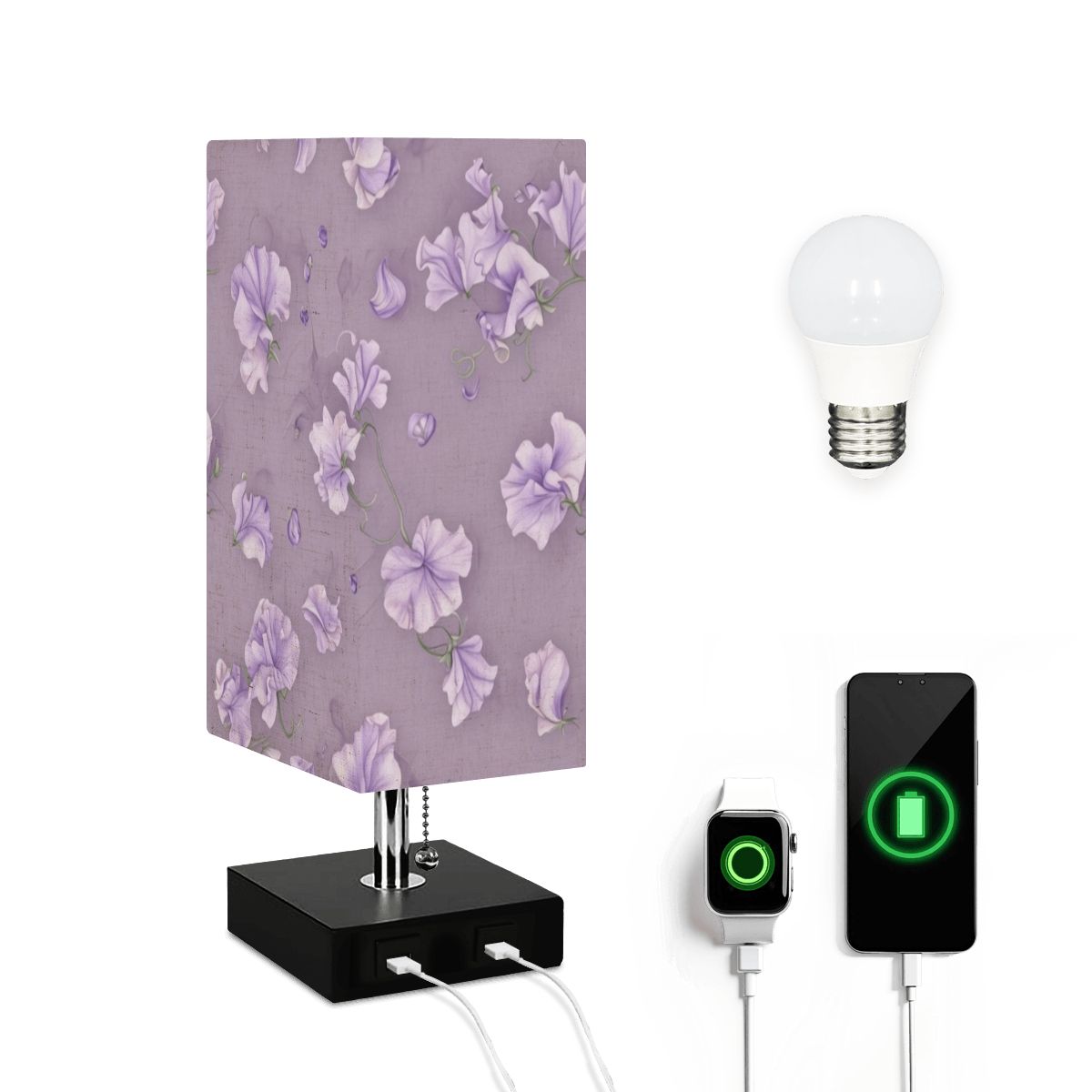 Square Table Lamp with USB Port No Trim 23groszeklawendaaop