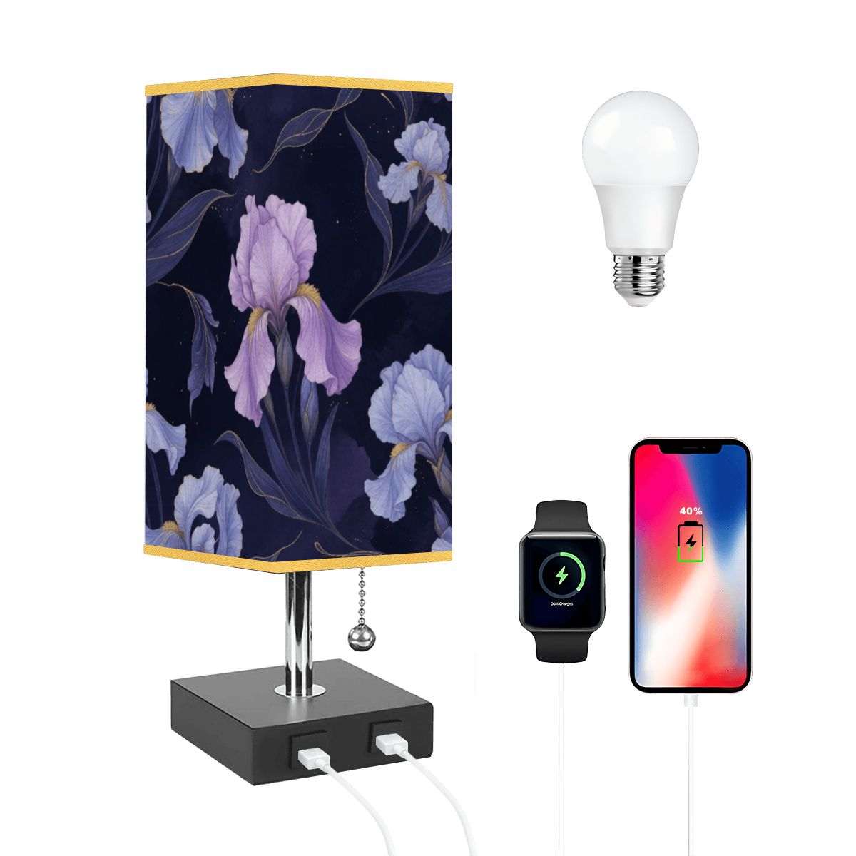 Irysy Indigo — Lampa stołowa kwadratowa