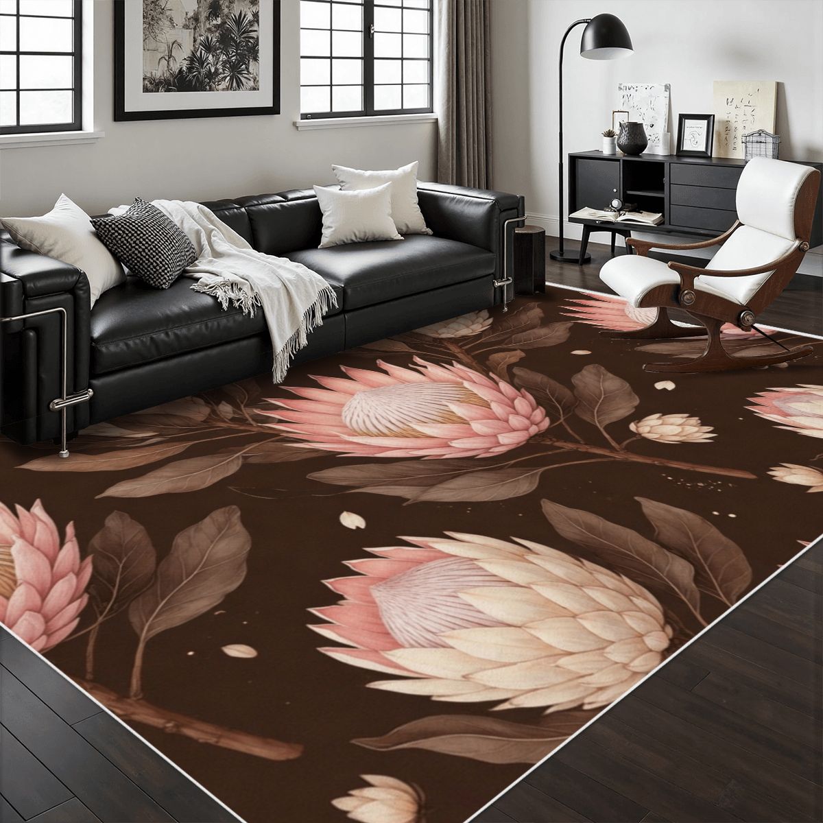 Protea Espresso — Rug with border