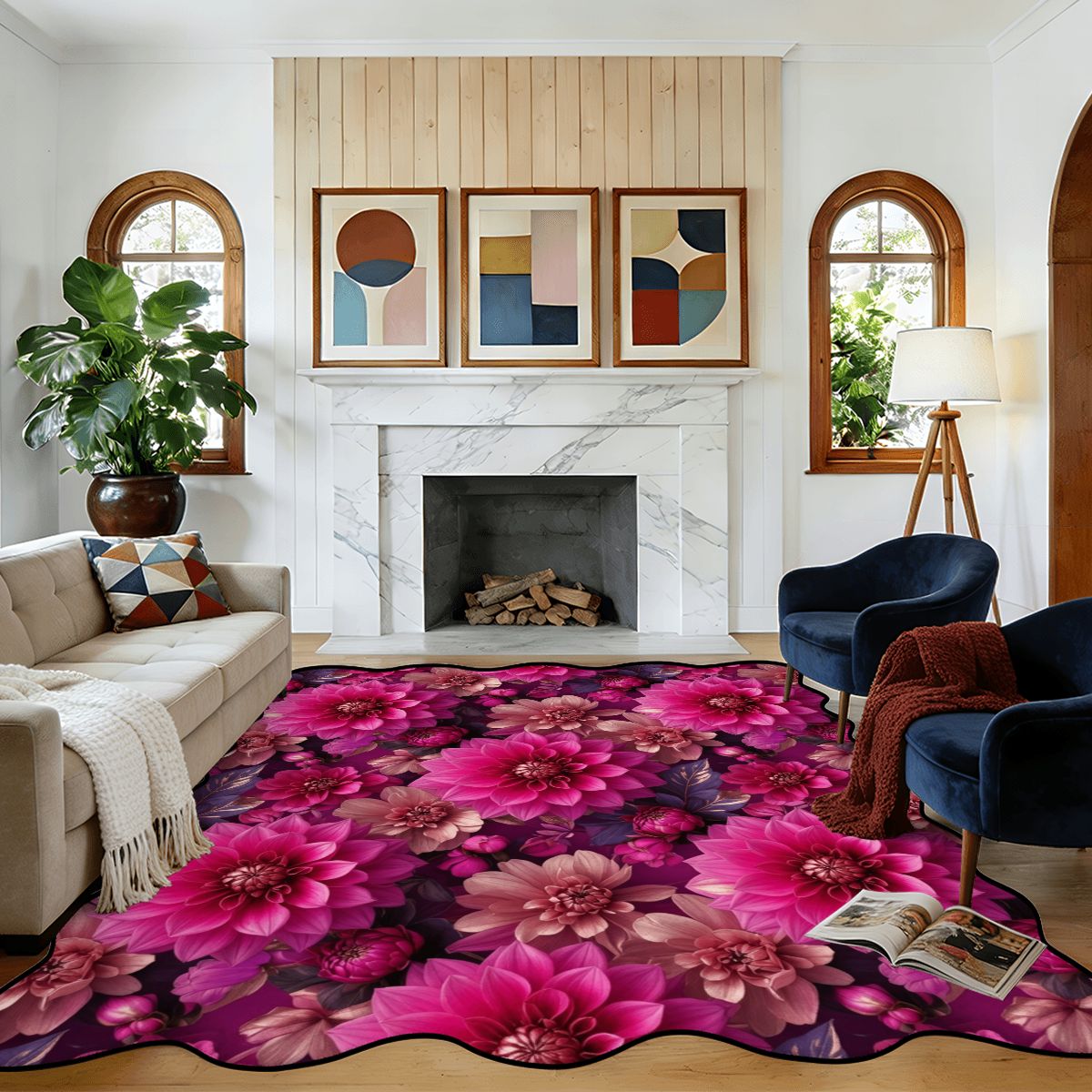 Dalie Fuksja — Scalloped rug
