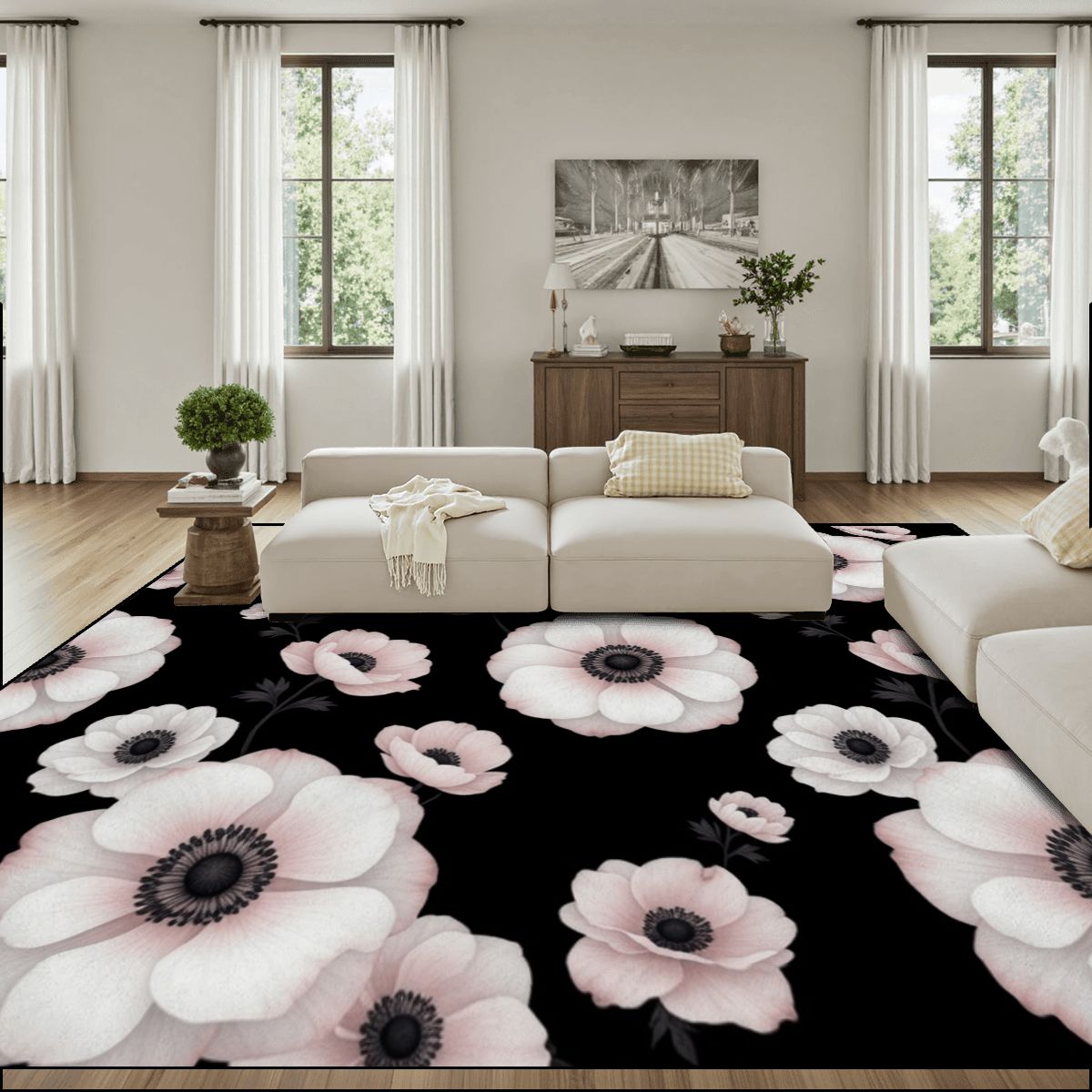 Large Area Rug Floor Carpet (4:3) 21anemonynoiraop