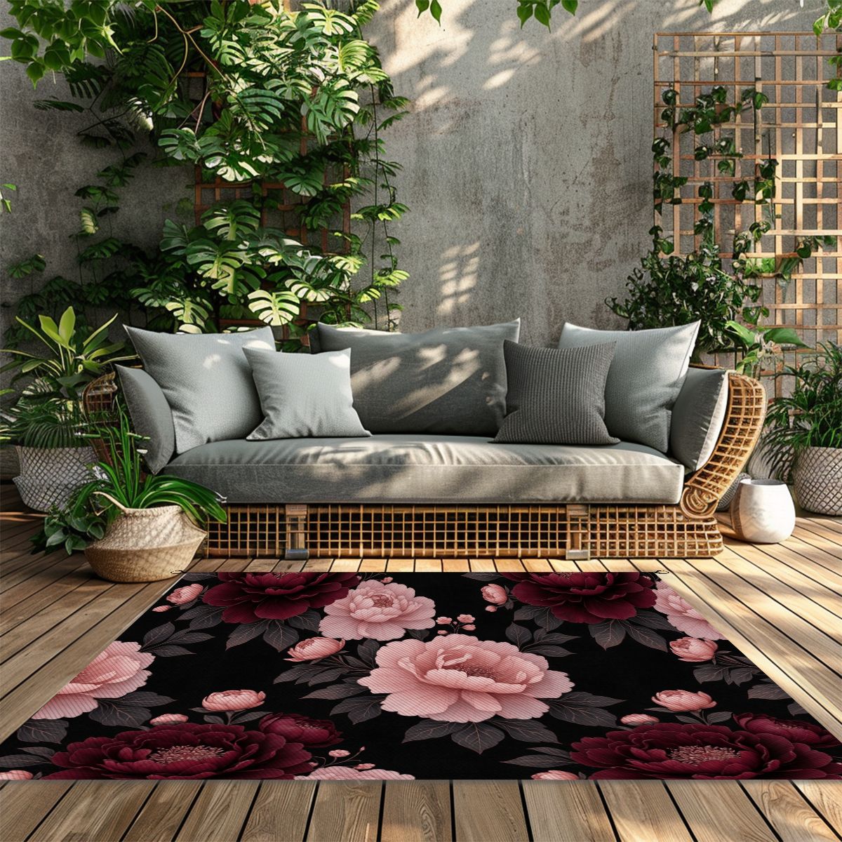 Outdoor Plastic Straw Rug 01peoniegardenaop