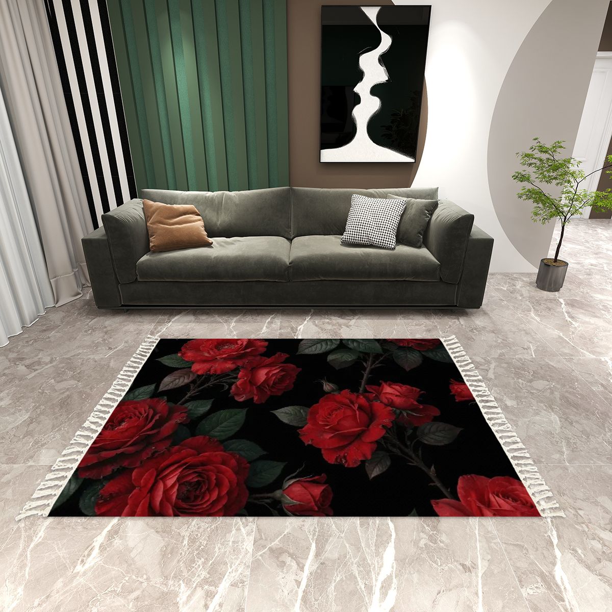 Roze Czerwone — Rug with tassels