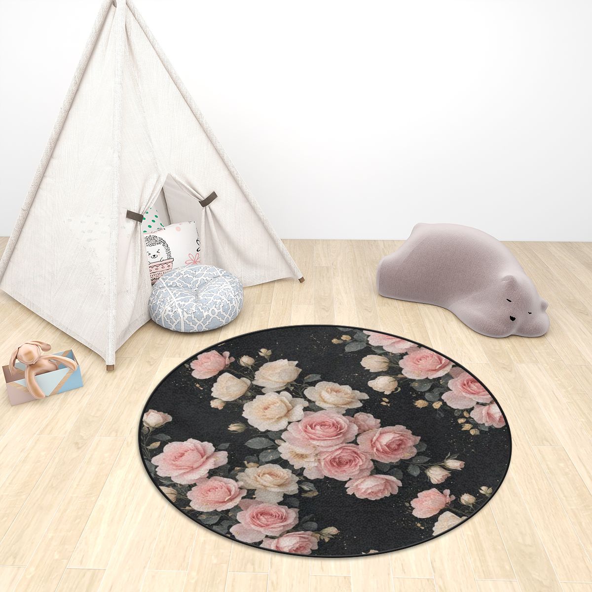 Multiple Sizes Crystal Velvet Round Area Rug 27rozekaskadaaop
