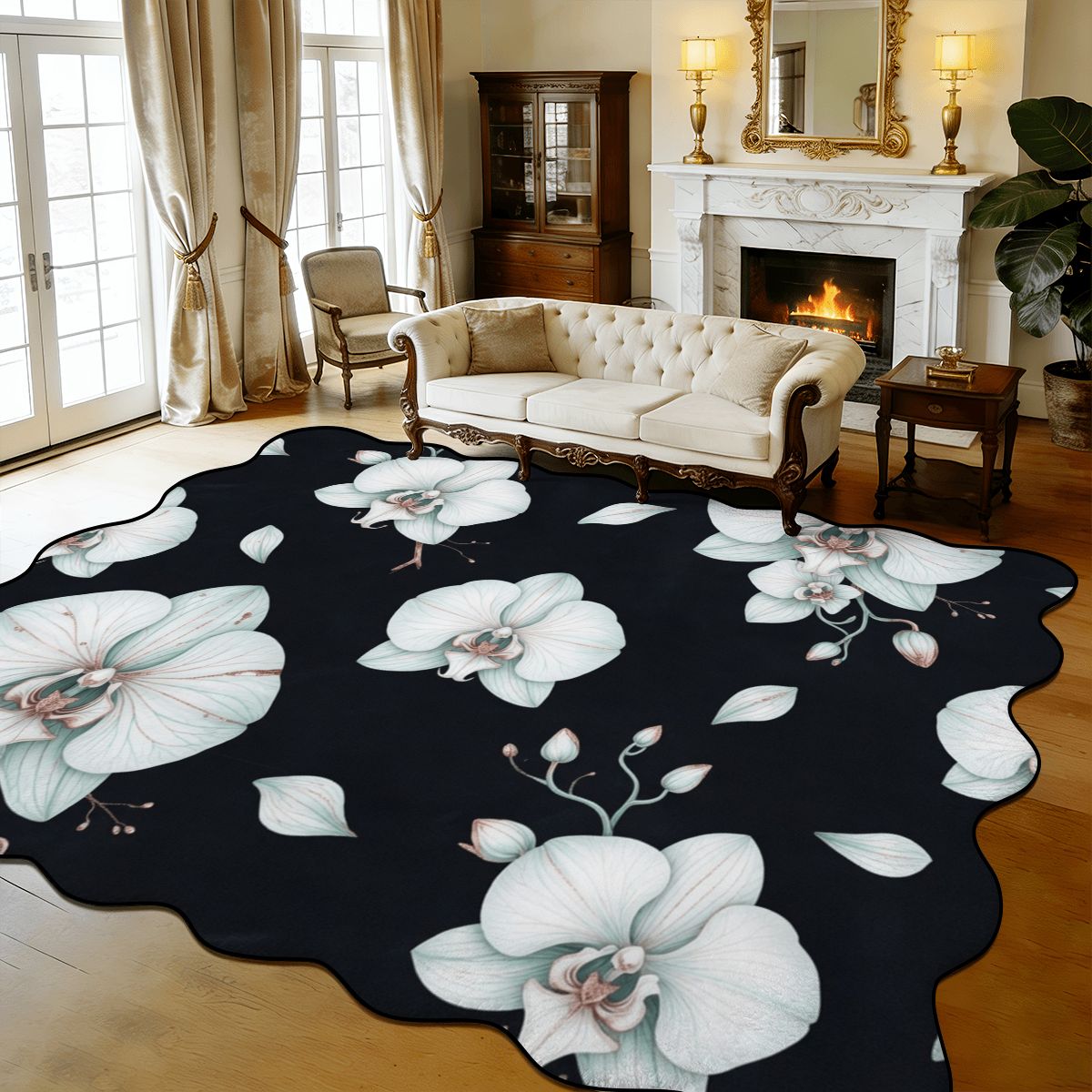Orchidee Noc — Scalloped rug